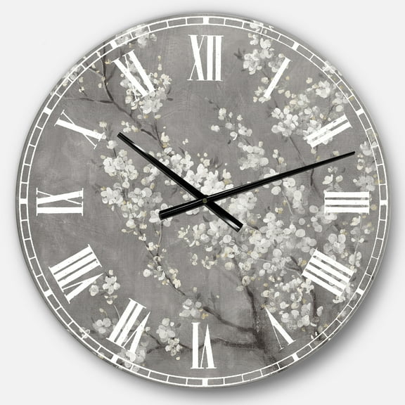 Designart Oversized Gray Analog Round Modern Traditional Wall Clocks, CLM30561-C23