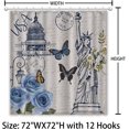 thumbnail image 6 of Vintage Shower Curtain Butterfly Blue Flowers Rose Shower Curtain Set with 12 Hooks, Water-Repellent Quick-Dry Bathroom Shower Curtains, 72x72 in, 6 of 6
