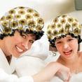 thumbnail image 6 of Shower Caps,White Small Sunflower Pattern Waterproof Shower Cap for Women 4 Pieces,Double Reusable Hair Cover for Shower PEVA Elastic Stretch Hem, 6 of 7