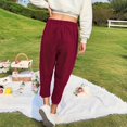 thumbnail image 4 of Tittly Palazzo Pants Wide Leg Pants Women's Autumn And Winter Elastic Waist Large Fashionable Corduroy Loose Outerwear Pants Baggy Pants Plus Size Pants Red M, 4 of 4