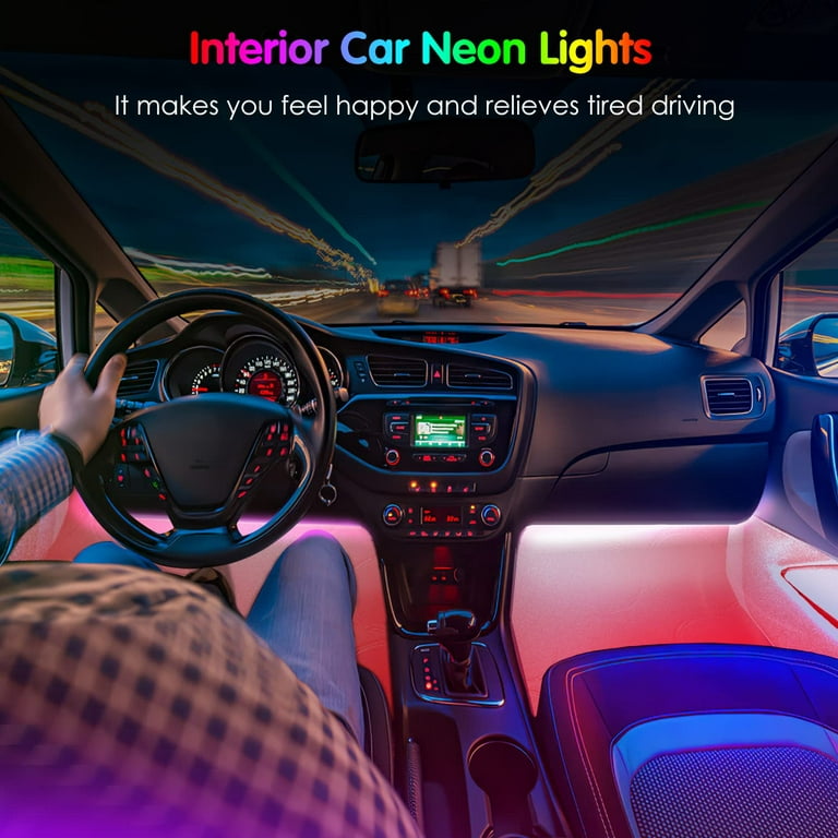 Interior Car Lights Car Accessories Car Led Lights APP Control with Remote Music  Sync Color Change RGB Under Dash Car Lighting with Car Charger 12V 2A LED  Lights for Car (RGB) 