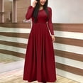 thumbnail image 2 of Lisingtool Fall Dresses for Women 2023 Women Long Sleeve Skeleton Soild Cocktail Party Elegant Casual Fashion Evening Party Long Dress Homecoming Dresses Wine, 2 of 5
