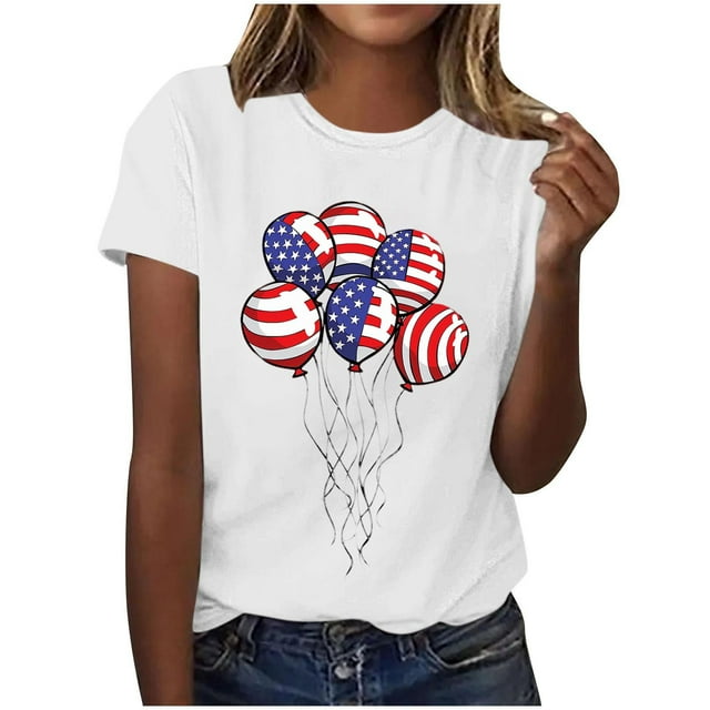 Tops de Ajuste Suelto para las Mujeres Sudadera Casual Impresa Manga Corta Cuello Redondo Superior, Poliéster