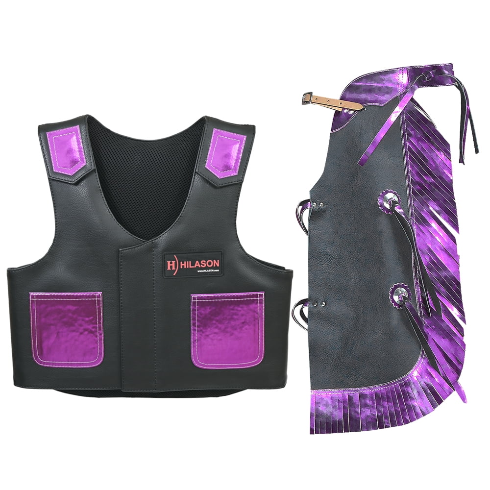 80HS Hilason Junior Youth Bull Riding Pro Rodeo Leather Protective Vest