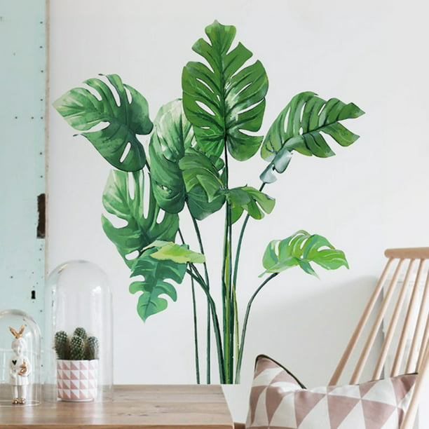 Windfall Tropical Plant Leaves Removable Mural Wall Sticker Living Room  Background Decal , Removable Giant Tree Leaf Wallpaper Stickers Mural, DIY  Wall Art Decor Home Decorations 