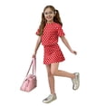 thumbnail image 4 of Summer Outfits for Children Girls 10-12 Cute Preppy Two Piece Outfits Lounge Set Casual Short Sleeve T Shirts Top and Skirts Clothing Sets Red 9-10 Years, 4 of 4