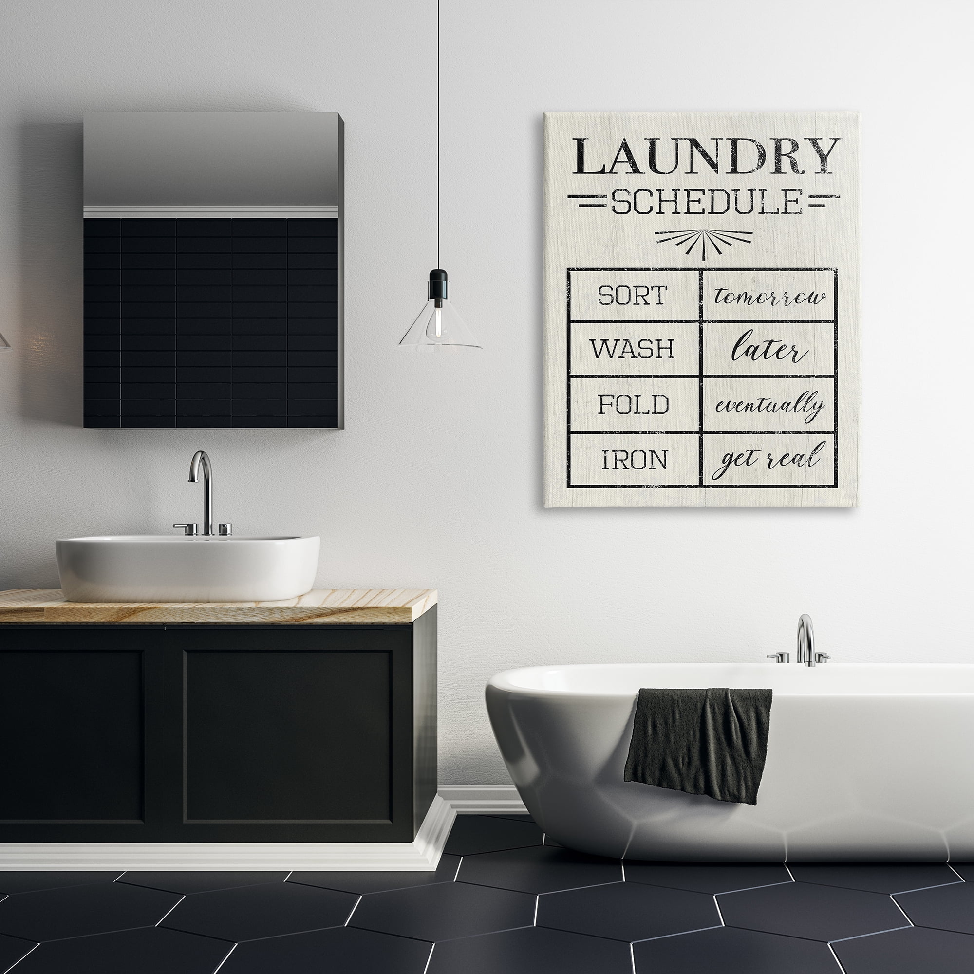Stupell Industries Farmhouse Laundry Schedule Sort Tomorrow Wash Later, 36 x 48, Design by Daphne Polselli
