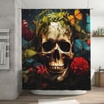 thumbnail image 5 of Rateoe Butterfly Flower Plant Skull Shower Curtain - Fancy Bathroom Shower Curtain Sets - Waterproof Shower Curtain with Hooks with 12 Plastic Hooks 72x72 Inches, 5 of 5