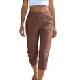 thumbnail image 6 of Capris for Women Plus Size New Women's High Waisted Cargo Capris with Pockets, Summer Straight Leg Cropped Trousers for Beach Work, 6 of 9