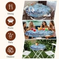 thumbnail image 6 of Octopus Round Tablecloth 55-60 Inch Round Fitted Table Cloth with Elastic Edge, Blue Ocean Coastal Starfish Shell Coral Retro Waterproof Table Cover Protector for Outdoor Picnic Party Dining, 6 of 6