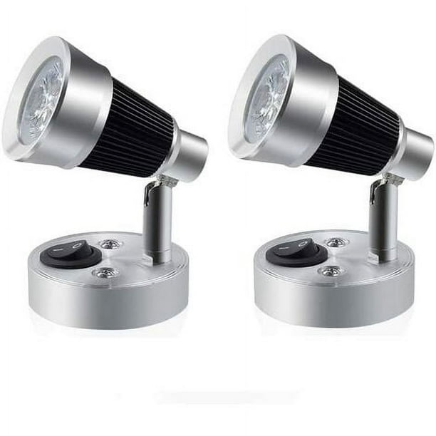 Whataatahia Luz de lectura LED de 3W 12V para RV, luz de pared pequeña, foco interior ajustable de 90°, práctica con interruptor para caravanas y autocaravanas (blanco cálido, paquete de 2)
