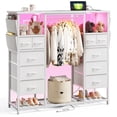 thumbnail image 5 of Enhomee White 10 Drawers Dresser for Bedroom with Hanging Rack Storage Cabinet with Led Lights & Charging Station, 5 of 9
