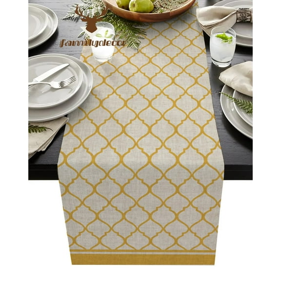 Country Style Morocco Yellow Vintage Table Runner Home Wedding Table Mat Centerpieces Decoration Party Dining Long Tablecloth