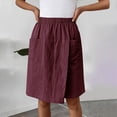 thumbnail image 7 of IWRICH Women's Casual Skorts High Waist Summer Linen Knee Length Shorts Solid Tennis Golf Beach Loose Trendy Skirt with Pockets XL, 7 of 7