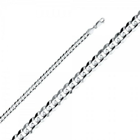 14K White Gold 5.9mm Cuban Concave Chain : 24"