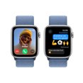 thumbnail image 3 of Refurbished Fair - Apple Watch SE GPS 44mm 2023 Gen 2 Silver Aluminum Case with Winter Blue Sport Loop Fitness Smartwatch with Heart Rate Monitor & Built-In GPS, 3 of 6