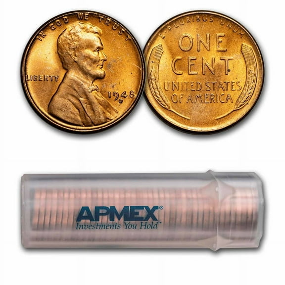 1948-D Lincoln Cent 50-Coin Roll BU