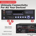 thumbnail image 3 of Amplificador Bluetooth Inalámbrico de 4 Canales Pyle, Receptor de Audio Estéreo para el Hogar con Radio FM, HDMI, USB, 2 Entradas de Micrófono con Eco y Reproductor de CD Frontal, 3 of 7