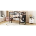 thumbnail image 5 of Full XL Size Loft Bed Metal Loft Bed With L Shaped Desk Stairs Wardrobe Heavy Duty Loft Bed Frame With Shelf LED Lights, 5 of 9
