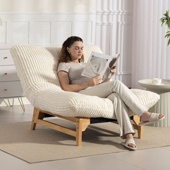 CQSXDA Corduroy Bean Bag Chair for Adults, Large Accent Lazy Sofa with Backrest for Living Room and Bedroom, Single Seat Armless Lounge Chair