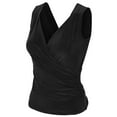thumbnail image 2 of KOGMO Womens Sleeveless Side Wrap Ruched Shirred Slim Fit V-neck Top Shirts, 2 of 5
