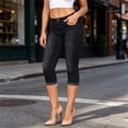 thumbnail image 4 of Skinny Jeans for Women Fashion Stretch Skinny Fit Capri Jeans Mid Waist Slim Cropped Denim Pants Office Work Casual Trousers with Pockets, 4 of 6