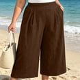 thumbnail image 6 of Khunlpohl Womens Capri Pants Plus Size Wide Legs Palazzo Elastic High Waist Pant Casual Baggy Plain Capris Trousers with Pockets, 6 of 7