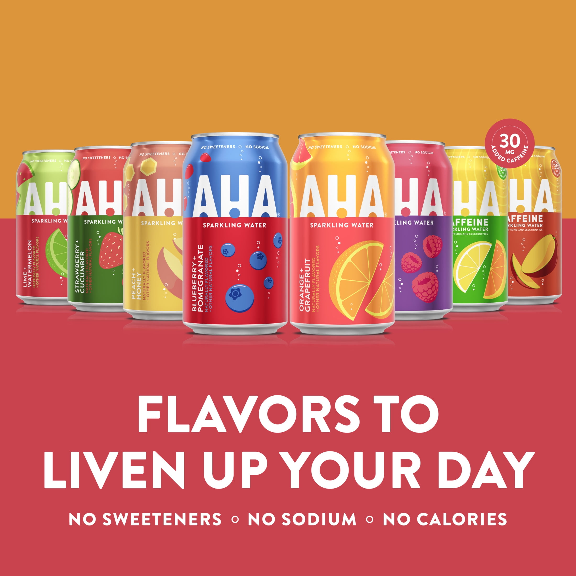 AHA Mango and Black Tea Sparkling Water, 12 fl oz, 8 Cans