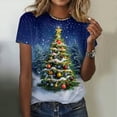 thumbnail image 2 of UngA Womens Christmas Shirt Merry and Bright Christmas Shirt Xmas Tree Graphic Holiday Tee Tops Christmas T Shirts for Women Dark Blue,M, 2 of 6