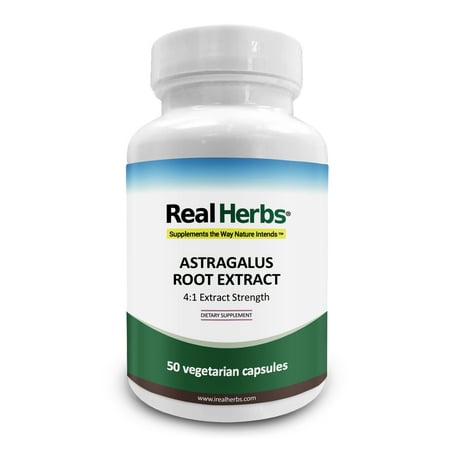 Real Herbs Astragalus Root Extract - Derived from 2800mg of Astragalus Root with 4:1 Extract Strength - Promotes Cardiovascular Health, Boosts Immune Function - 50 Vegetarian