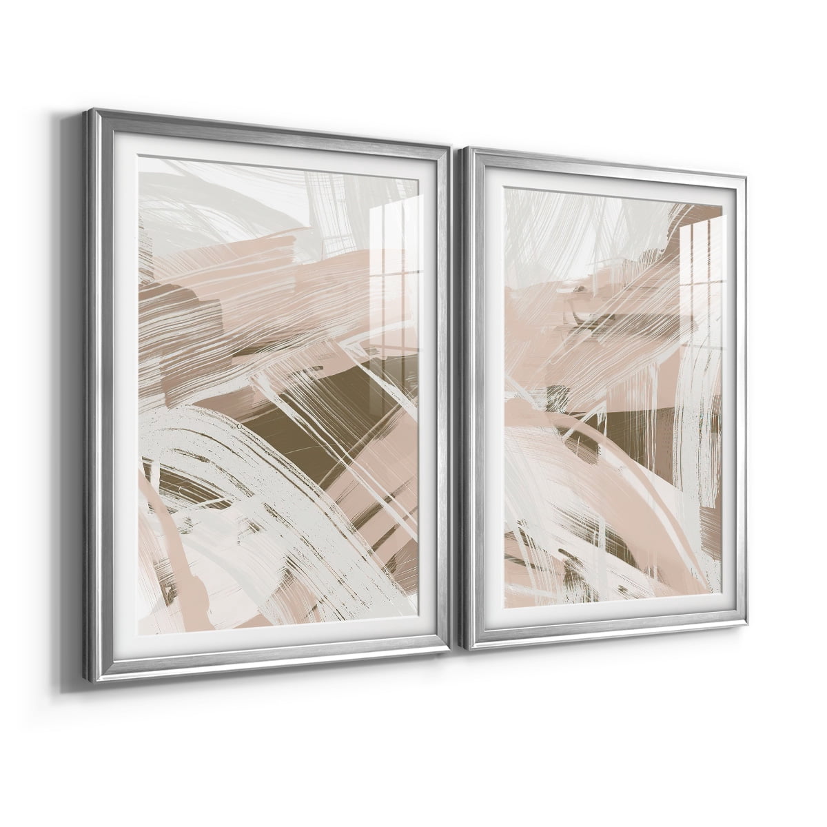 Wexford Home Earthtone Swipe I Premium Framed Print, 18.5" x 24.5" - Ready to Hang, Silver (Set of 2)
