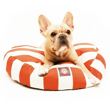 Majestic Pet Products Vertical Stripe Round Outdoor Indoor Pet Bed Removable Cover