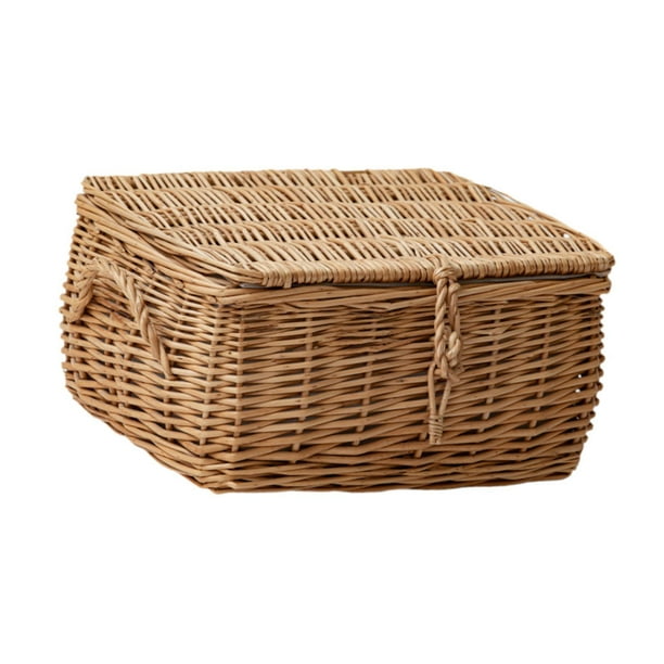 Cesta de almacenamiento tejida, caja de almacenamiento decorativa portátil para dormitorio, libros y juguetes. 28cmx21cmx12cm