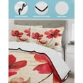 thumbnail image 4 of Red Flowers Twin Size Down Alternative Comforter, Lightweight Comforter Quilt Bedding Set with Pillow Shams Retro Farmhouse Botanical Floral Painting All Seasons Bed Comforter Duvet Insert 68"x86", 4 of 7
