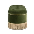 thumbnail image 5 of Jennifer Taylor Home Melinda 48.5" Oval Tufted Bullion Fringe Storage Bench, Olive Green Performance Velvet, 5 of 7