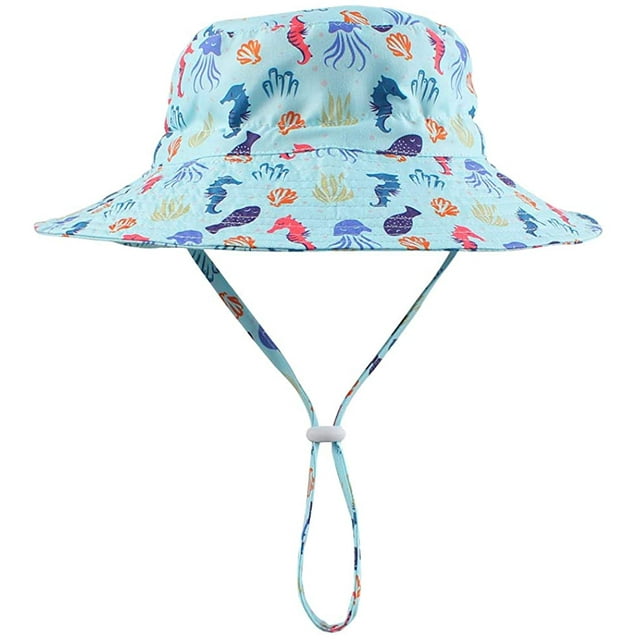 Toddler Girl Sun Hat Breathable Beach Hat Adjustable Chin-Strap Hat 50+UPF