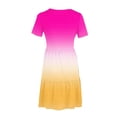 thumbnail image 5 of AherBiu Robe T-Shirt pour Femme Été Décontractée Col Rond Robe Courte Couleur Dégradée Manches Courtes Robe Mini, 5 of 5
