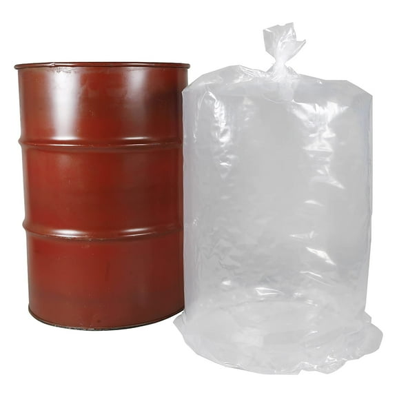 Pack of 150 Clear Drum Liners 30 x 48. Cylindrical Shaped Liners 30x48. Thickness 4 mil. 30 Gallon Low Density Polyethylene Bags for Open Head, Steel or Plastic Drums. Leak Resistant