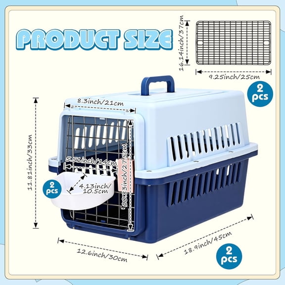 2 Sets 19" Travel Pet Carrier for Small Dogs and Cats