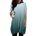 thumbnail image 4 of XIAONU Women's Ombre Pocket Tunic Oversized Short Sleeve Crew Neck Pullover Tunic Stretchy Casual Loungewear Tops, 4 of 5