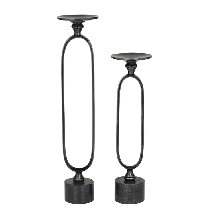 DecMode 2-Candle Black Aluminum Paper Clip Candlesticks photo 7