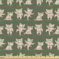 thumbnail image 2 of Ambesonne Oink Fabric by the Yard Upholstery, Dancing Pig Poses Funny Art, 10 Yards, Taupe and Rose, 2 of 5