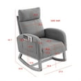 thumbnail image 7 of 27.6"W Accent Rocking Chair, Modern Single Lounge Arm Rocking Chair with High Backrest and Two Side Pocket, Upholstered Single Sofa Chair with Solid Wood Legs for Living Room Apartment, Coffee, 7 of 7