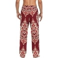 thumbnail image 7 of Men's Pajama Pants with Pockets Sleepwear Lounge Pants Stretch Casual Red Damask Floral on Christmas, 7 of 7
