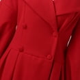thumbnail image 4 of Women's Wool Blend Court Style Overcoat, Lantern Sleeve Long Coat with Large Lapel Design, Elegant Formal Woolen Coat for Women, Vintage Inspired Trench Coat, Winter Autumn Dressy Outerwear Red XXL, 4 of 8
