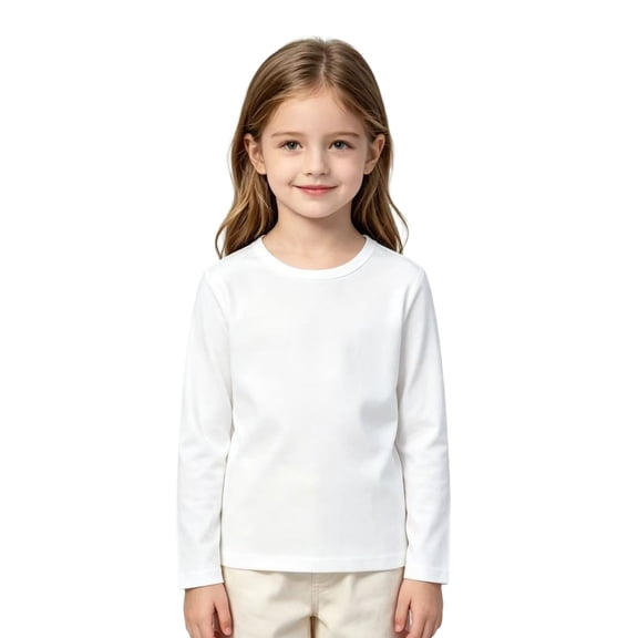 Grblisyd Girls Long Sleeve T Shirts Kids Cute Fall Tops Casual Crewneck Solid Color Basic Layering Tee for Everyday Wear