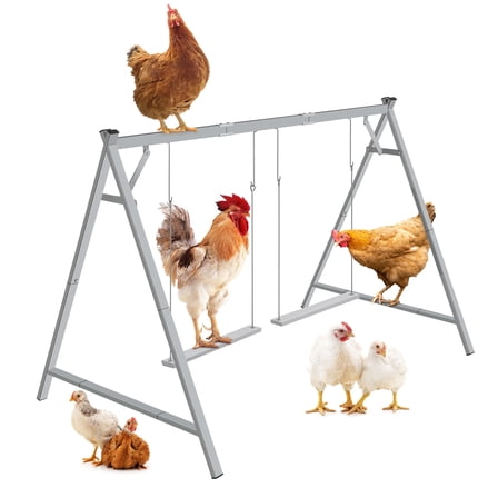 Chicken Coop Swing for Backyard Hens Gray Metal Playground Perch for Chickens, Roosters & Poultry