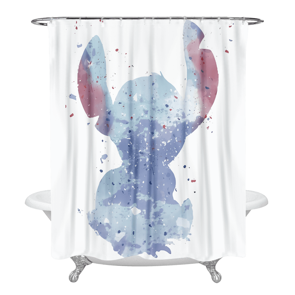 Lilo & Stitch Cartoon Cute Waterproof Fabric Shower Curtain with Hook