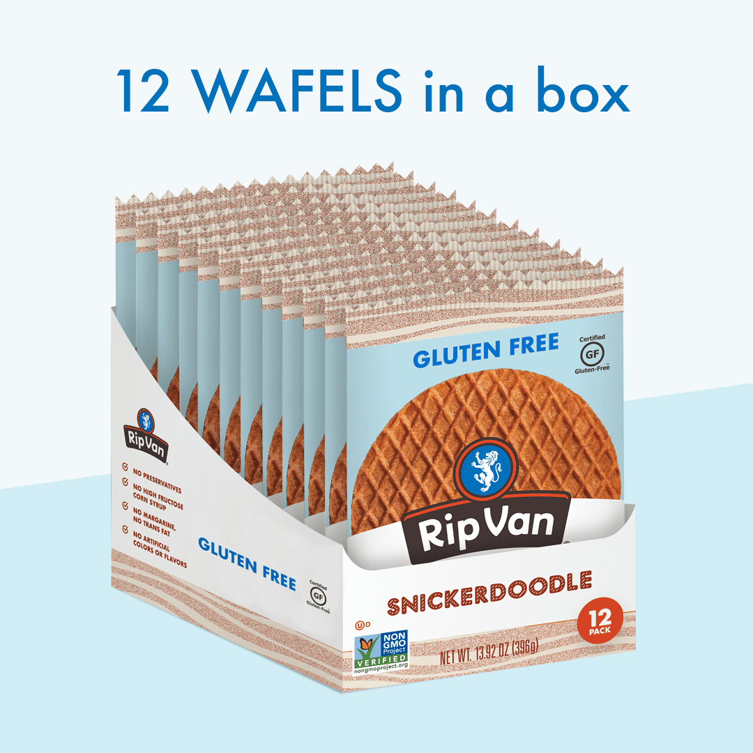 Rip Van Gluten-Free Snickerdoodle Stroopwafels, Low Sugar, Non-GMO, 12 Count