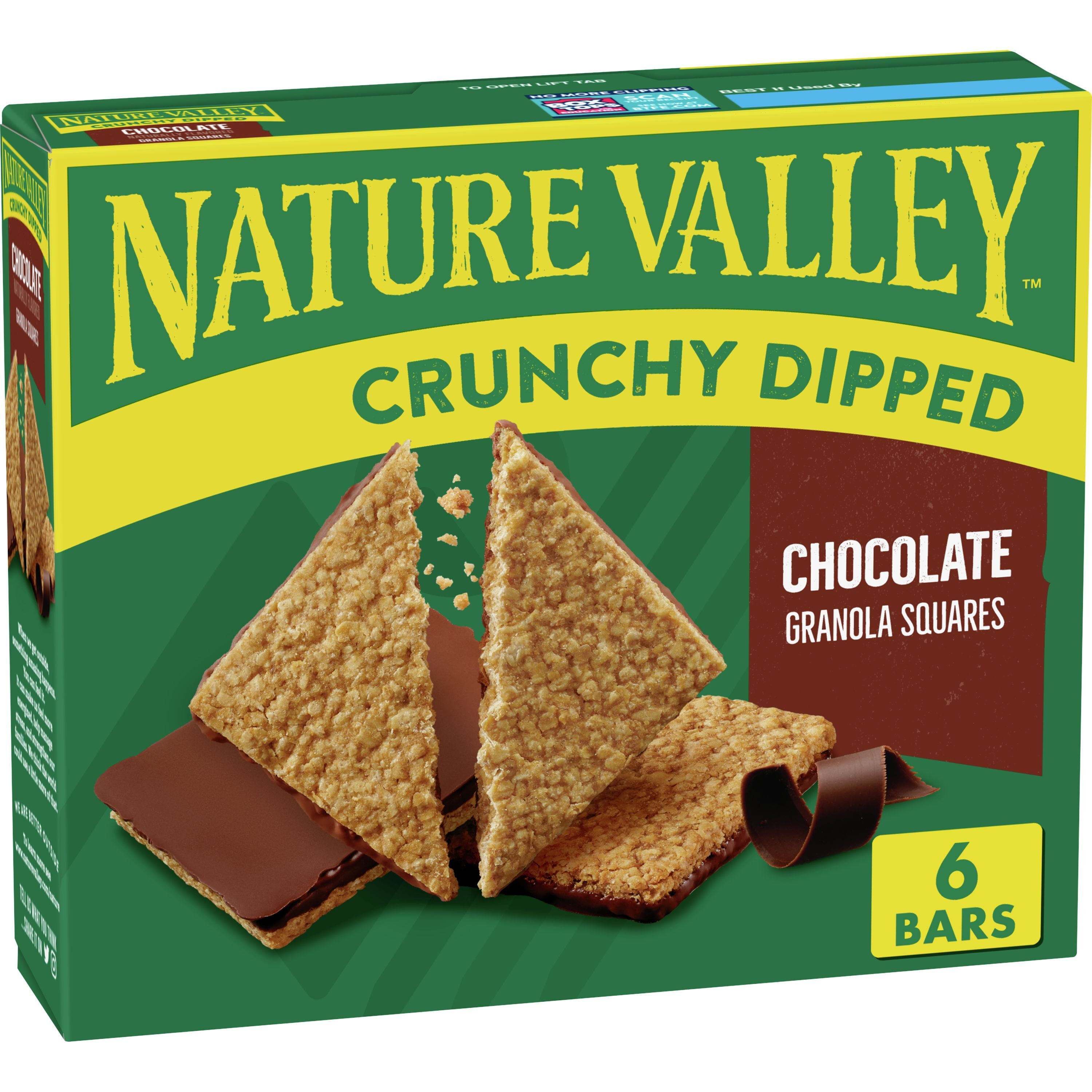 Nature Valley Crunchy Dipped Granola Squares, Oats and Chocolate, 6 ct